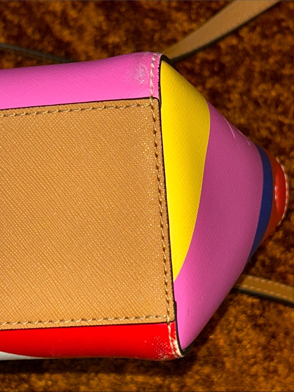 Tory Burch Pink, Red, Blue & White Colorblock Crossbody Satchel - Picture 11 of 12